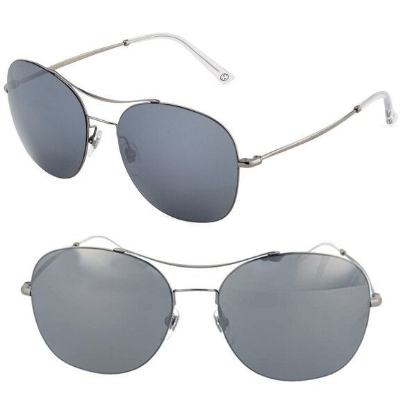 GUCCI SUNGLASSES GG0501S 007 MENS SILVER METAL AVIATOR INTERLOCKING G LOGO - Picture 1 of 7